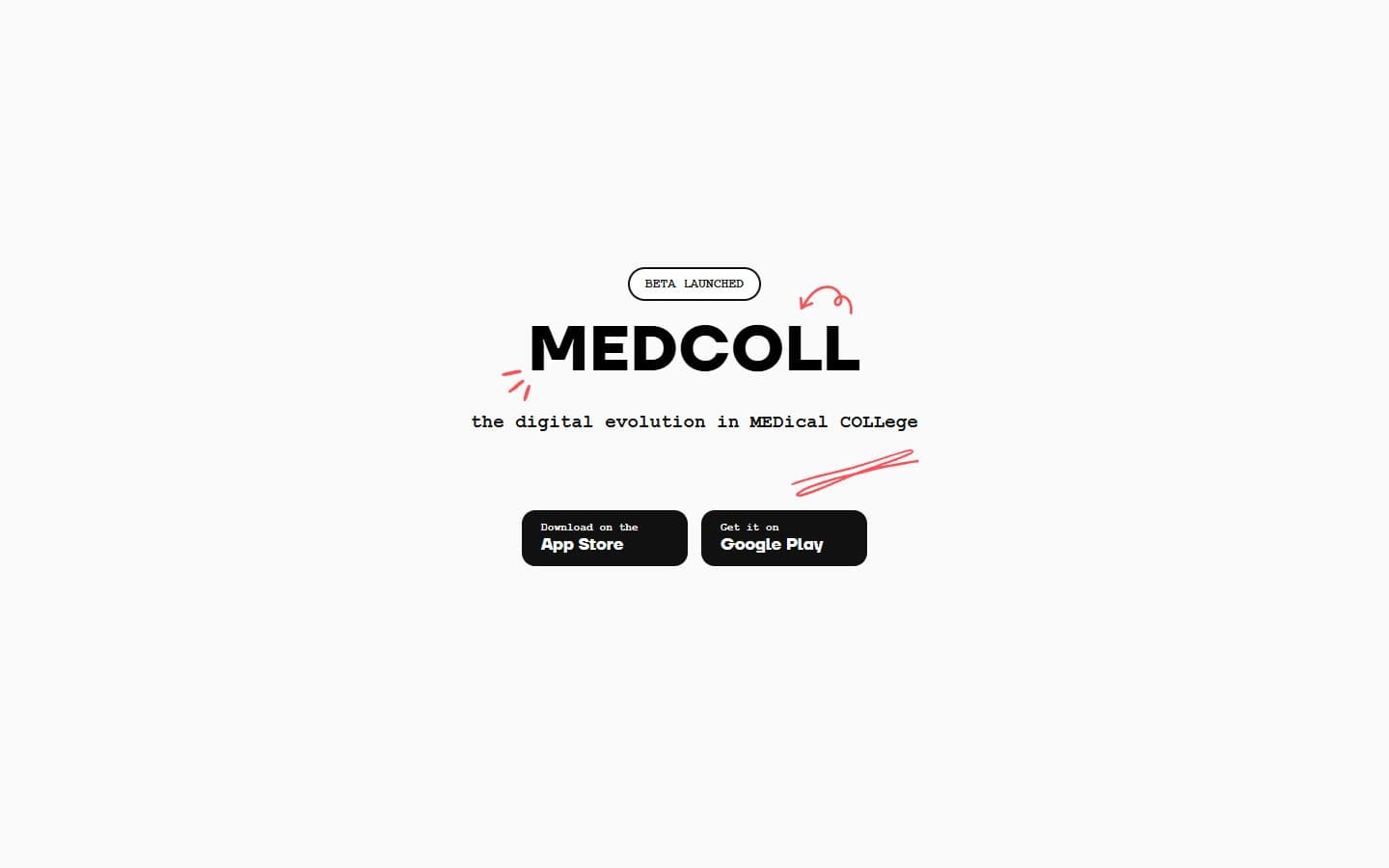 Medcoll home page: “the digital evolution in MEDical COLLege”